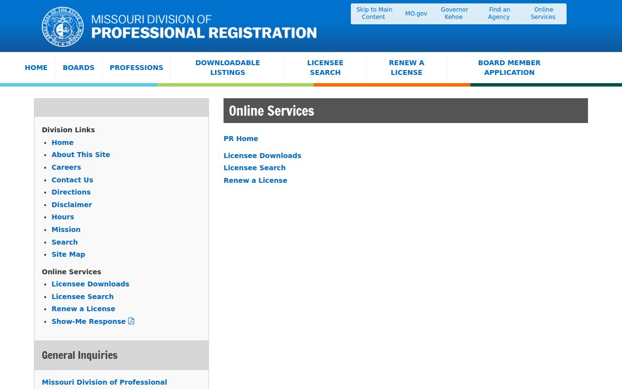 Florissant residents directory Missouri professional license search