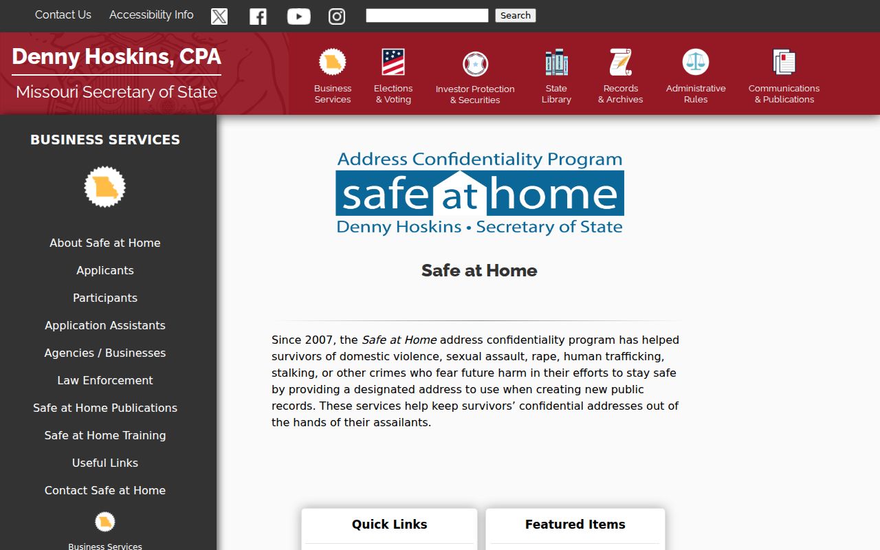 Florissant resident lookup Safe at Home address confidentiality information