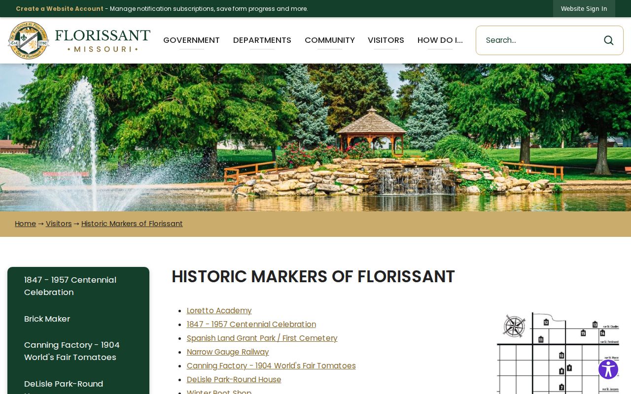 Florissant ZIP code directory historic markers reference